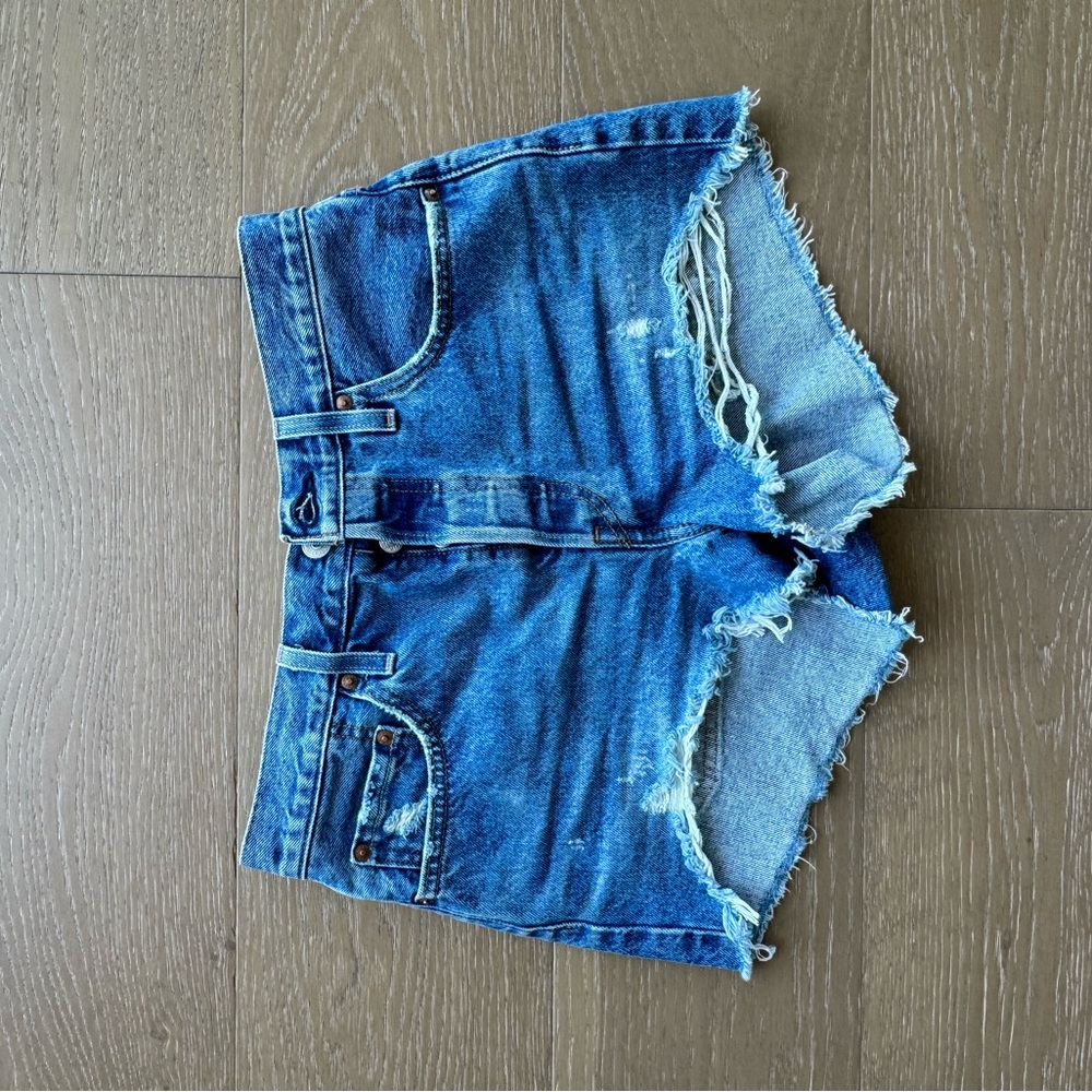 Levi's Blue Jean Shorts with Frayed Hem